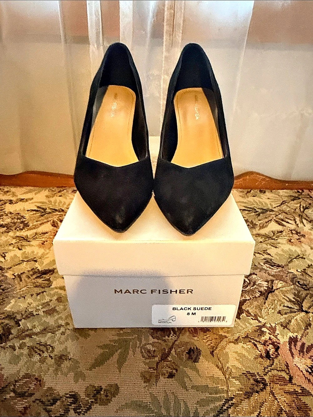 Marc Fisher Zala Block Heel Pointy Toe Pump Black US 8